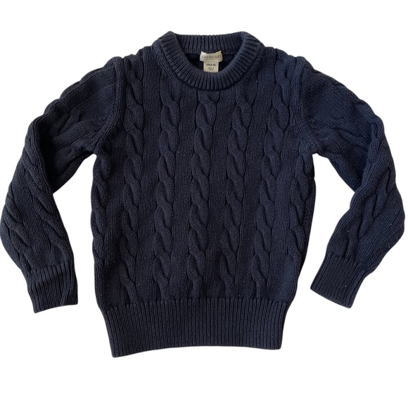 EUC Crewcuts 100% cotton navy cable knit crew neck long sleeve sweater sz 4/5 - Picture 1 of 7